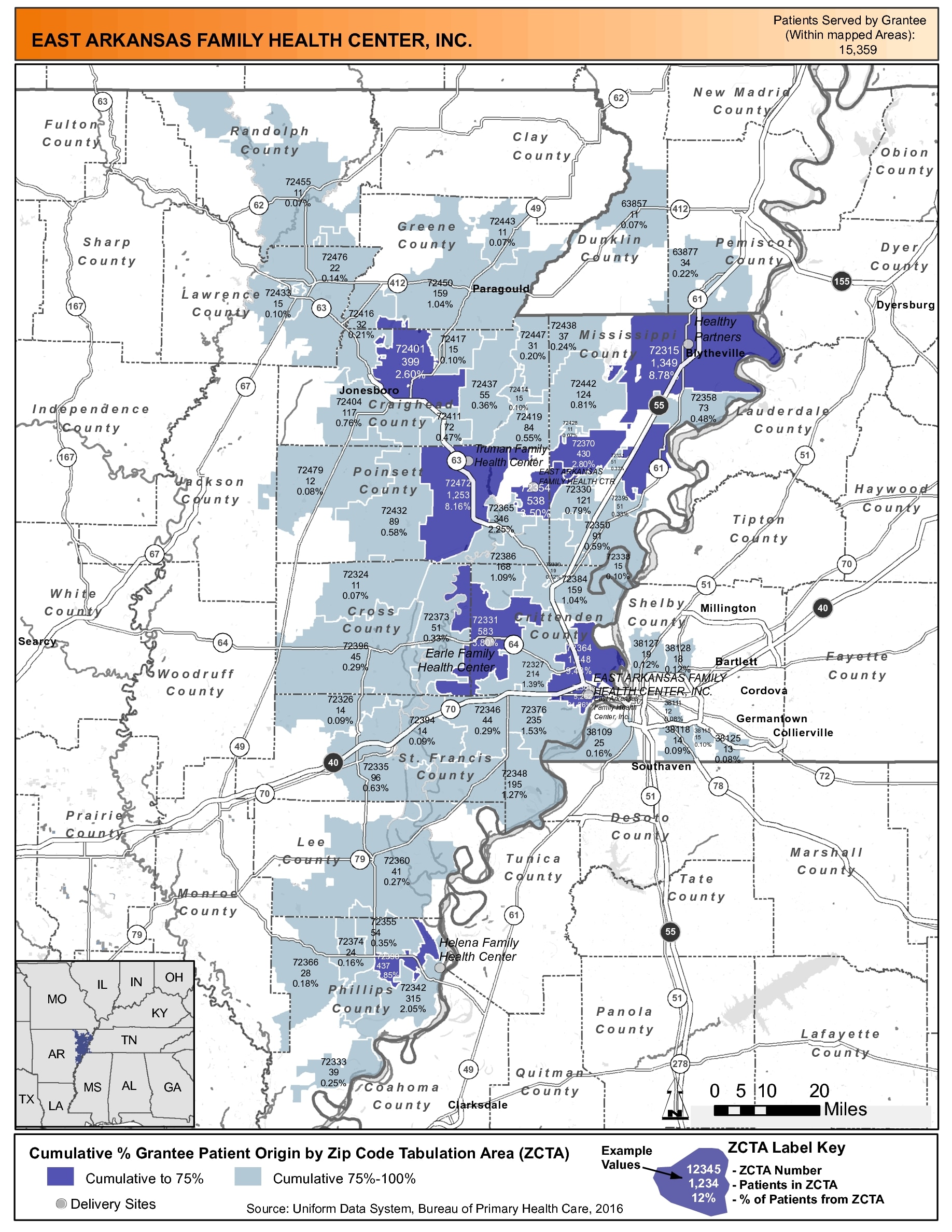 2016 EAST ARKANSAS FAMILY HEALTH CENTER, INC. Health Center Profile
