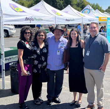 From left to right: Cindy Snelgrove, Ampla Health Chief Clinical Services Officer; Debbie Porcayo, Board Secretary, Benjamin H. Flores, President and Chief Executive Officer; Brie Colangelo, HRSA IEA Deputy Regional Administrator; and Carlos Peralta, Chief Operations Officer