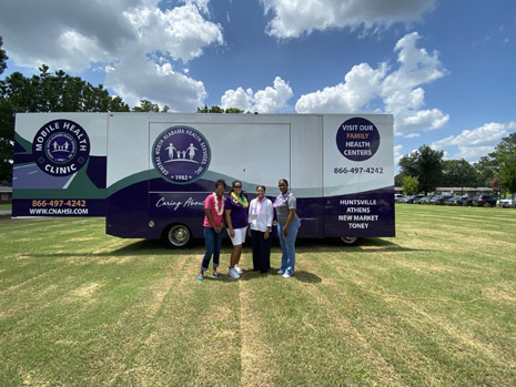 Left to Right: Kathy Cornelius, CNAHSI Chief Medical Officer; Nicole Kuzmicic, CNAHSI Integrative Programs Officer; Kerian Thomas, HRSA IEA; Patrice Boddie, Huntsville Housing Authority Resident Services Supervisor