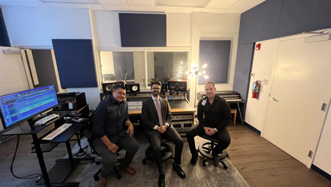 Left to right: Marcos Hernández, Chief Recording Engineer; Steven C. Richards, HRSA IEA; and Christian Garcia, Human Resources Administrator