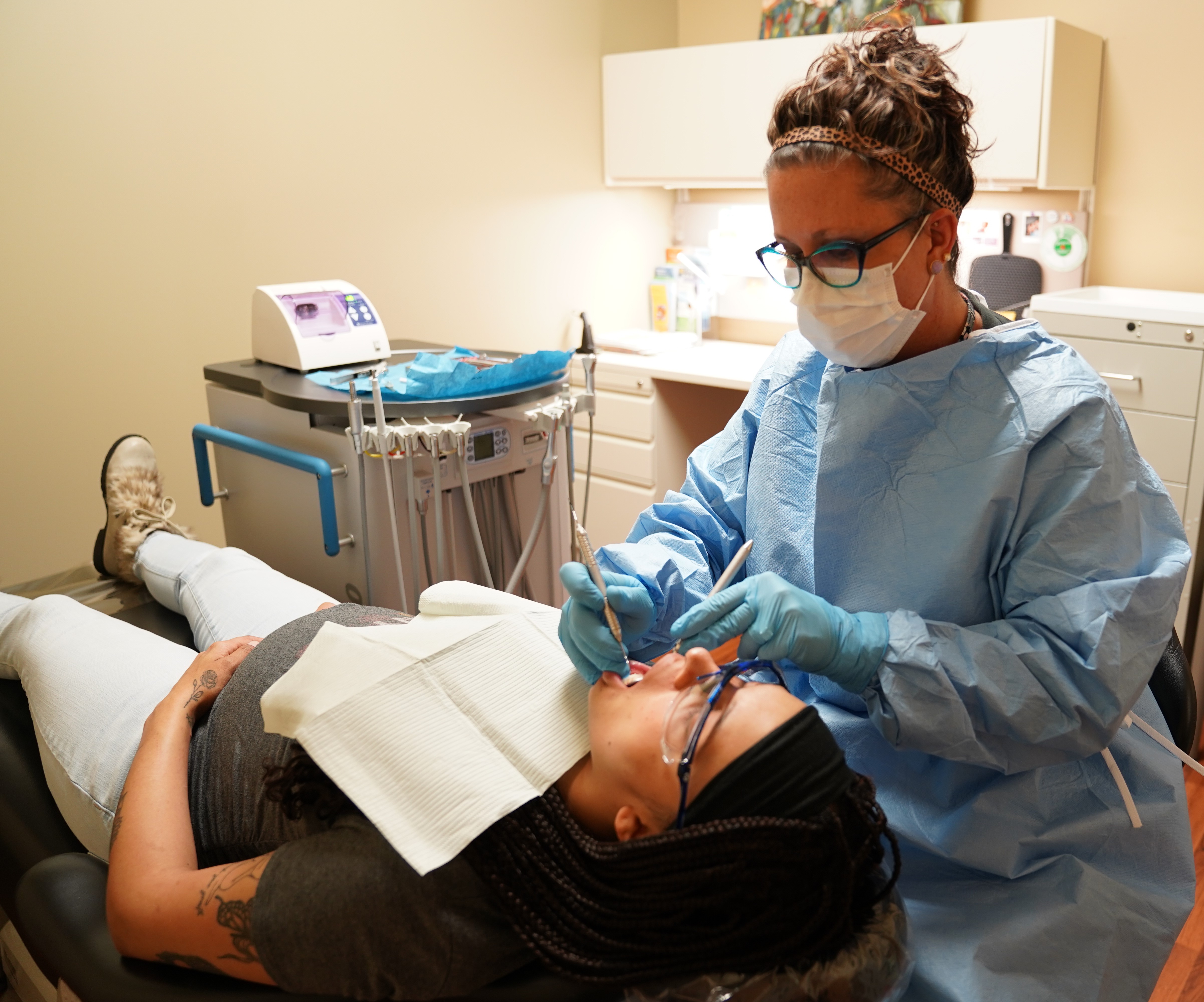 Patient at Grace Health getting dental work done