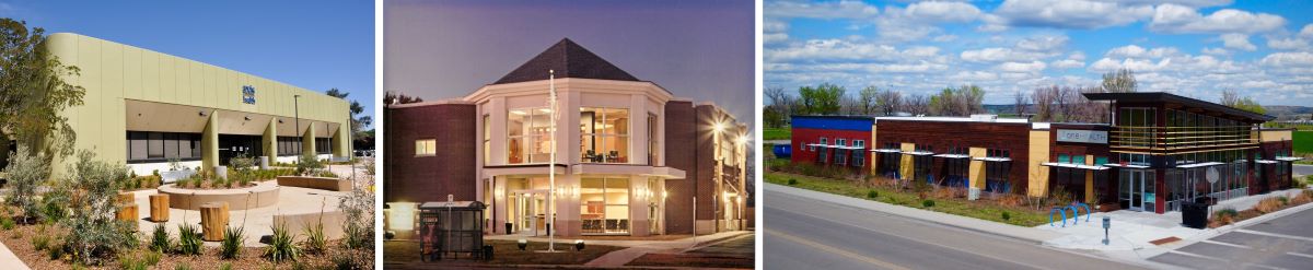 Axis Community Health, Pleasanton, CA (left); Community Health Connection, Tulsa, OK (center); One Health, Hardin, MT (right)