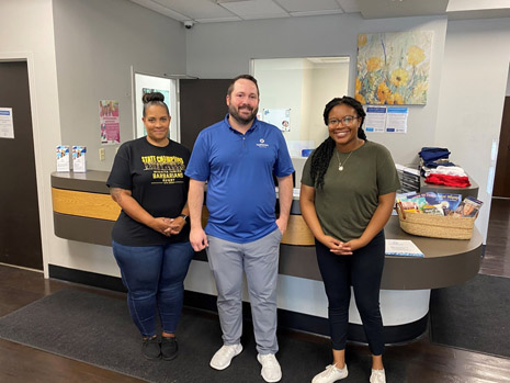 Left to Right:  Leslie Hilton, Services Coordinator; David Stowell, Chief Operating Officer; Myesha Kennedy, HRSA IEA 