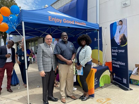 Left to Right: HHS Office of the Secretary Region 2 Acting Regional Director Dennis Gonzalez, Henry Thompson, Community Health Center of Richmond CEO, and Sockna Cisse, Public Health Analyst, HRSA IEA Region 2.