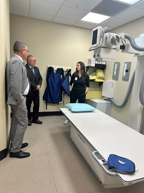 Touring the x-ray room, Mathew Weimer, Chief Medical Officer & Robert McKenna, Deputy RA, HRSA.