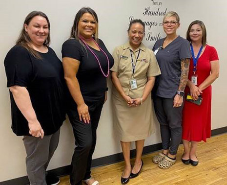 Tabitha Yandell, Billing and Coding Supervisor/Office Manager, Brittany Snelson, Receptionist,  
LCDR Amy Eden, Public Health Analyst, Ashley Cummings, LPN and Dana Reed, CCO/COO.