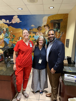 Left to Right: Dr. Maya Hardman, Pharmacist; Jasmin Milz, Chief Development Officer; and Jason Berry, HRSA IEA Regional Administrator