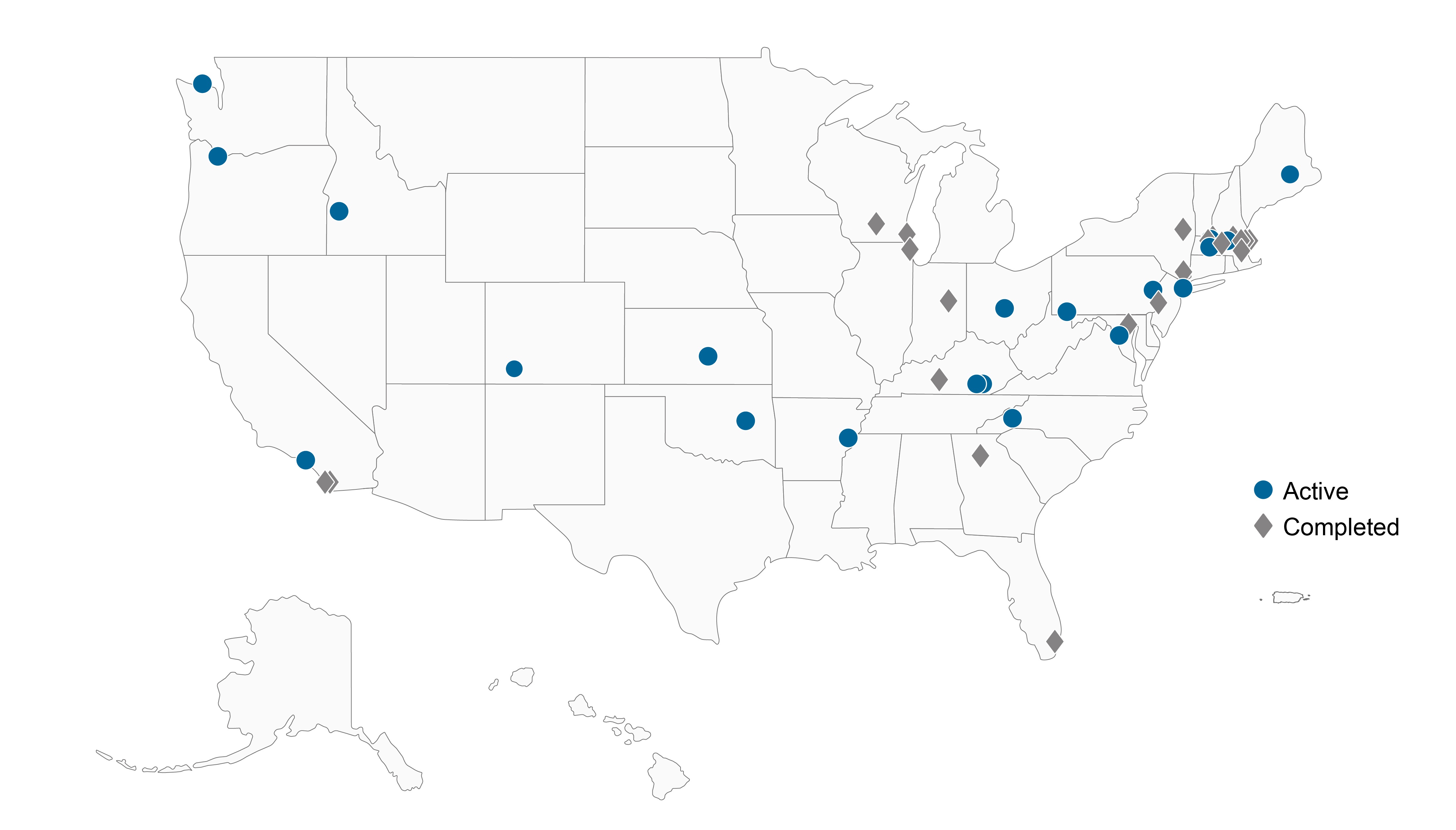 A map of the United States showing Health Center loan recipients by state.