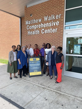 From left to right: Rosie Mangual, HRSA IEA; Katina Beard, Chief Executive Officer; Robin Dean, Human Resources Director; Julie Morris, Community Outreach Coordinator; Cathy Hunt, Development Manager; Tanya Johnson, Operations Manager; Marvin Evans, Past Board Chair; Cheryl Donald, Acting Regional Administrator; Melanie Sterbenc, Chief Financial Officer; and Shatiqua Jamerson, Administration and Programs Coordinator