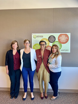 Left to right: Kathy Triplett, CFO; Valerie Gallo, HRSA IEA Regional Administrator; Whitley Walker, Vice President and Executive Director; Paula Guzman, Foundation Development