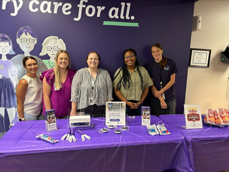 Cassandra Shields, Clinical Pharmacy Supervisor; Maddie Donatell-Chandler, Community Engagement/Marketing Coordinator; Cassidy Maples, Senior HR Coordinator, Myesha Kennedy, HRSA IEA; Megan Krier, Dental Hygienist