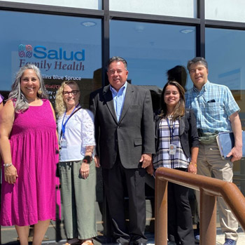 Left to Right: Lily Griego, HHS Regional Director; Deb Salazar, Migrant Health Director; John Santistevan, President and CEO; Saray Amundson, HRSA IEA; Nick Zucconi, HRSA IEA Regional Administrator