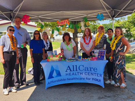 Kealy Houlahan, HRSA IEA; Joel Dougherty, All Care Health Center Chief Executive Officer; Jacquie Peregoy, Chief Financial Officer; Gina Klein, Chief Operating Officer; Stacy Wooley, Care Coordinator; Jodi Lambertsen, Care Coordinator; Stephanie Laubscher-Steele, Community Outreach & Marketing Specialist; Elizabeth Serrato, Care Coordinator; Kerri Hodges, Development & Marketing Director