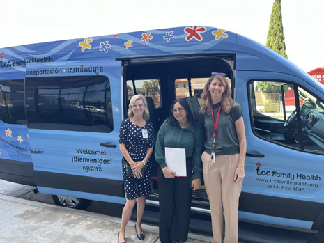 Left to right: Maria Chandler, Chief Medical Officer; Abjot Kaur, HRSA IEA; Diane Nichols, Director of Development and Communications