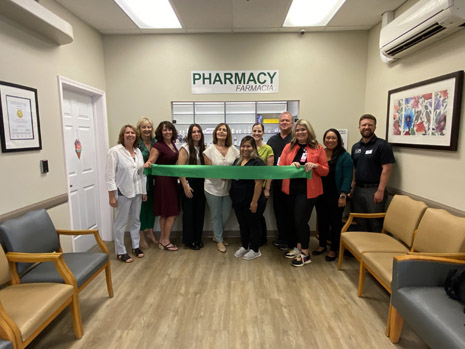 Left to Right: Tami Fife, Development & Outreach Director; Claudia Weathermon, Director of Community Engagement; Heidi Hart, Chief Executive Officer; Amy Bibik, Pharmacist; Holly Henggeler, Director of Pharmacy; Samantha Casarez, Pharmacy Technician; Monica Lopez, Clinic Manager; Bill Laitinen, Family Medicine Physician; Meghann Kalliokoski, Nurse Practitioner; Cheryl Altice, HRSA IEA; Kyle Rooks, Director of Government Affairs, Idaho Primary Care Association