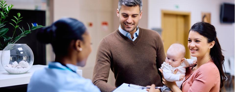 family speaking with a health care professional