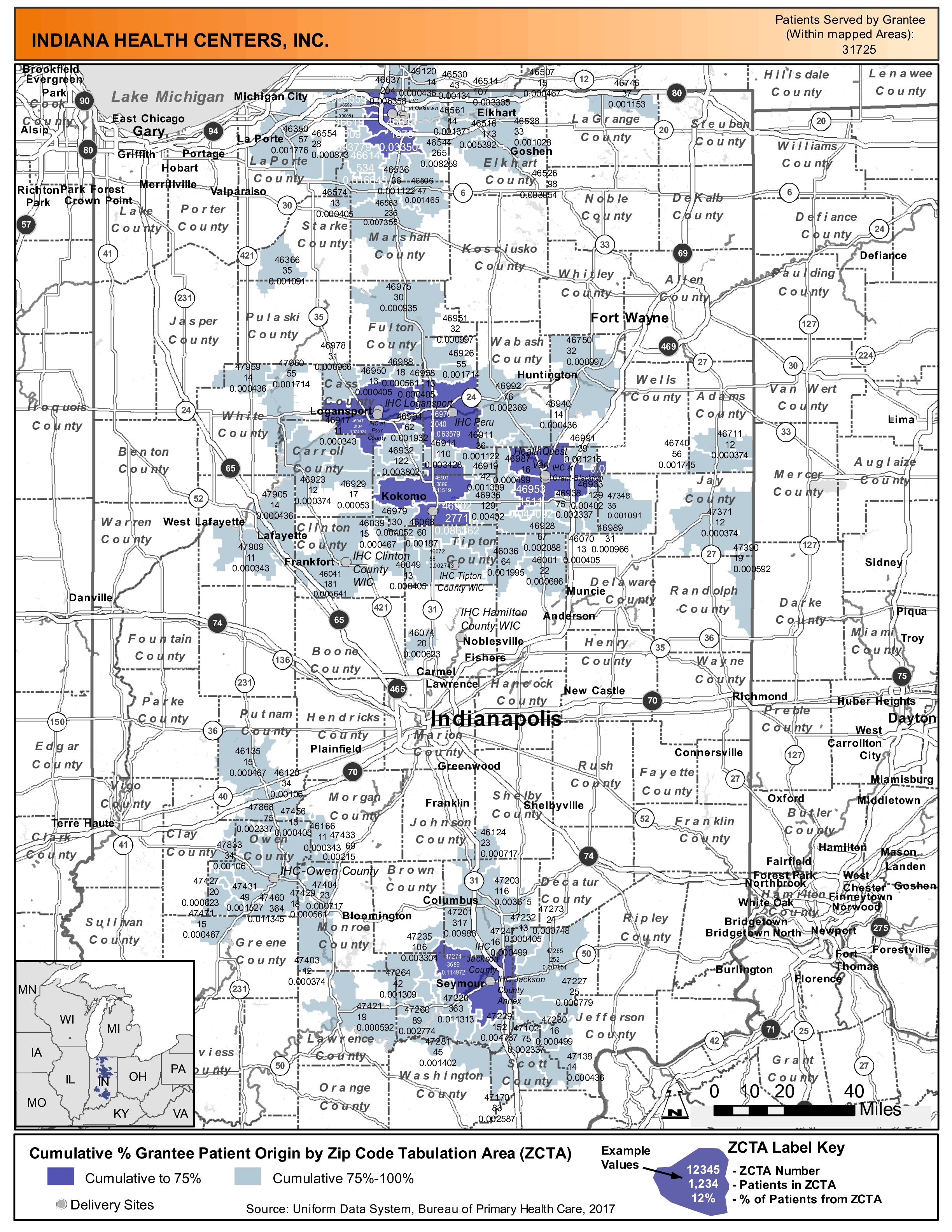 2017 INDIANA HEALTH CENTERS, INC. Health Center Program Awardee Data ...