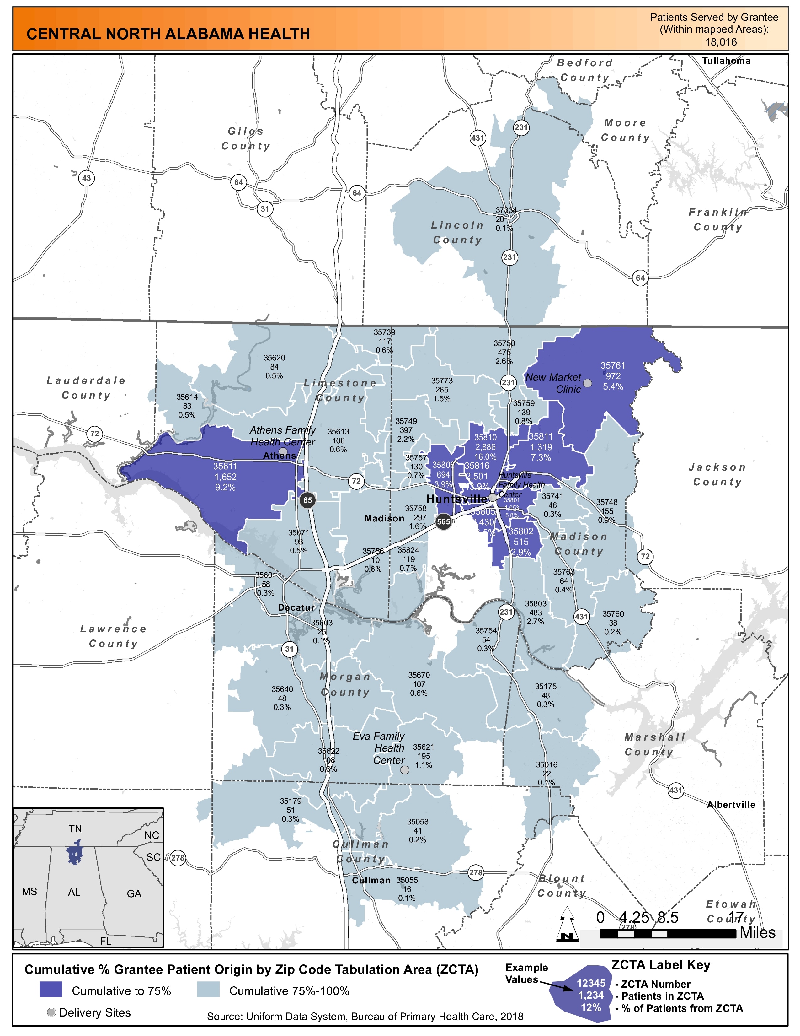 2018 CENTRAL NORTH ALABAMA HEALTH Health Center Program Awardee Data ...